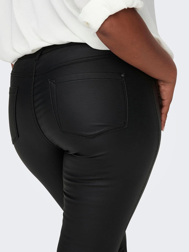 ONLY Damen Skinny Jeans Carpunk Reg Sk Coated Pants Noos 44W / 32L Schwarz (Black Black), 44W / 32L
