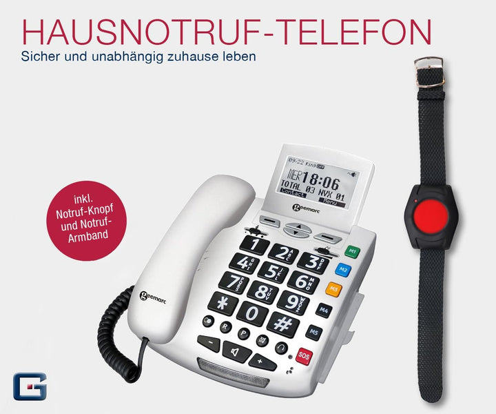G-TELWARE® (ELDAT-Variante!) 2024er Modell Seniorentelefon Senioren-Notruf-Telefon mit Funk-SOS-Send