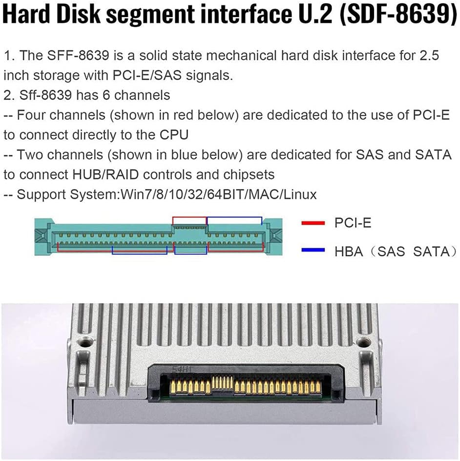 xiwai 22x80mm U.2 Kit SFF-8639 NVME PCIe4.0 SSD Adapter für Mainboard SSD 750 p3600 p3700 M.2 SFF-86
