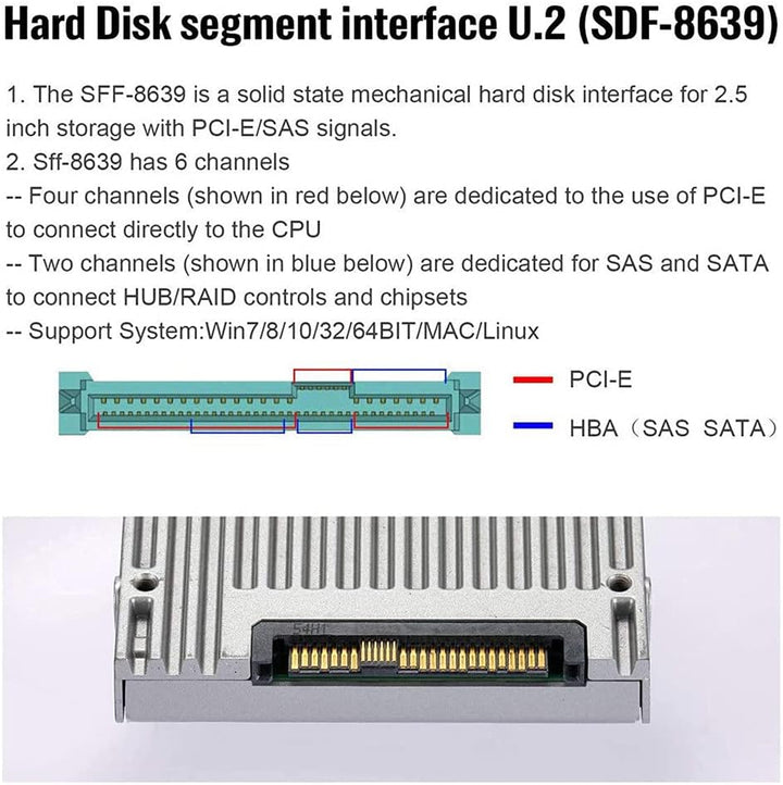 xiwai 22x80mm U.2 Kit SFF-8639 NVME PCIe4.0 SSD Adapter für Mainboard SSD 750 p3600 p3700 M.2 SFF-86
