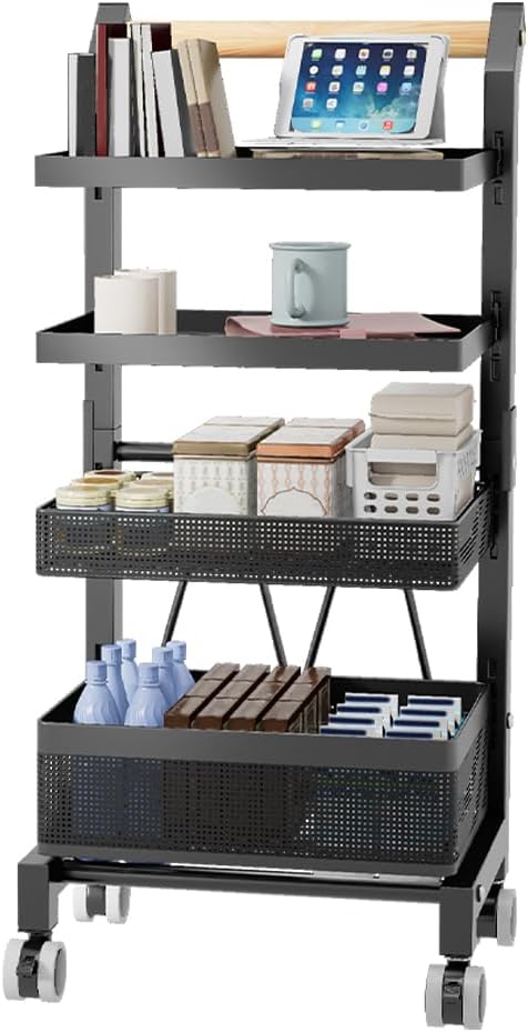Heikoeco® Servierwagen Küchenwagen mit Rollen, Gemüseregal Metall, Obst Aufbewahrung, Rollwagen Allz