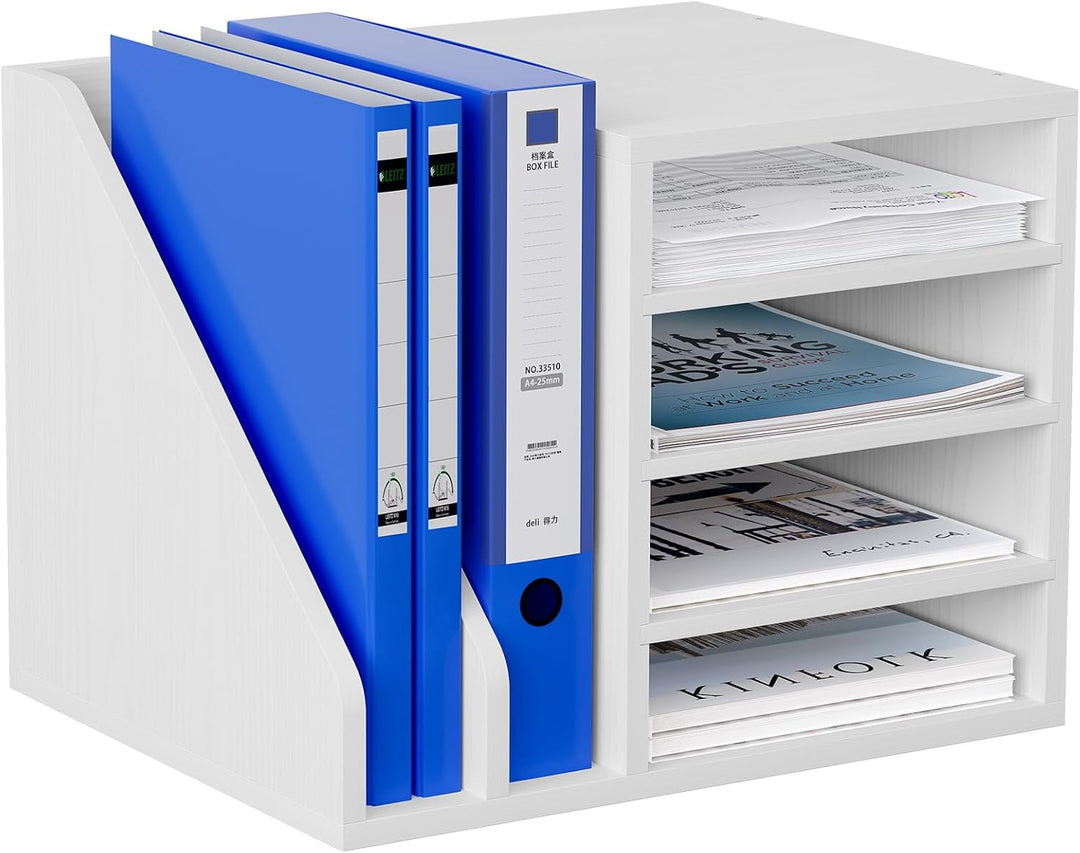 EasyPAG 6 Fächer Holz A4 Büro Schreibtisch Organizer Dokumentenhalter Aktenablage Zeitschriftenhalte