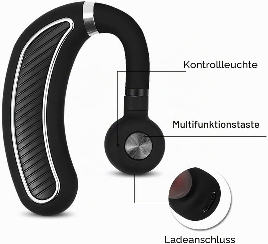 Zerone K21 Business Bluetooth Headset, schweissfeste kabellose Ohrhöre mit aktivem Rauschunterdrücku