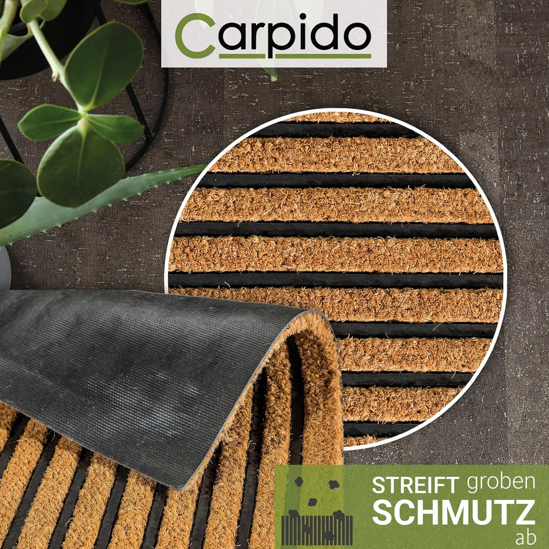 Carpido Fussmatte Kokos Streifenmuster - Türmatte 40 x 60 cm (Rechteckig) - antibakterielle Eingangs