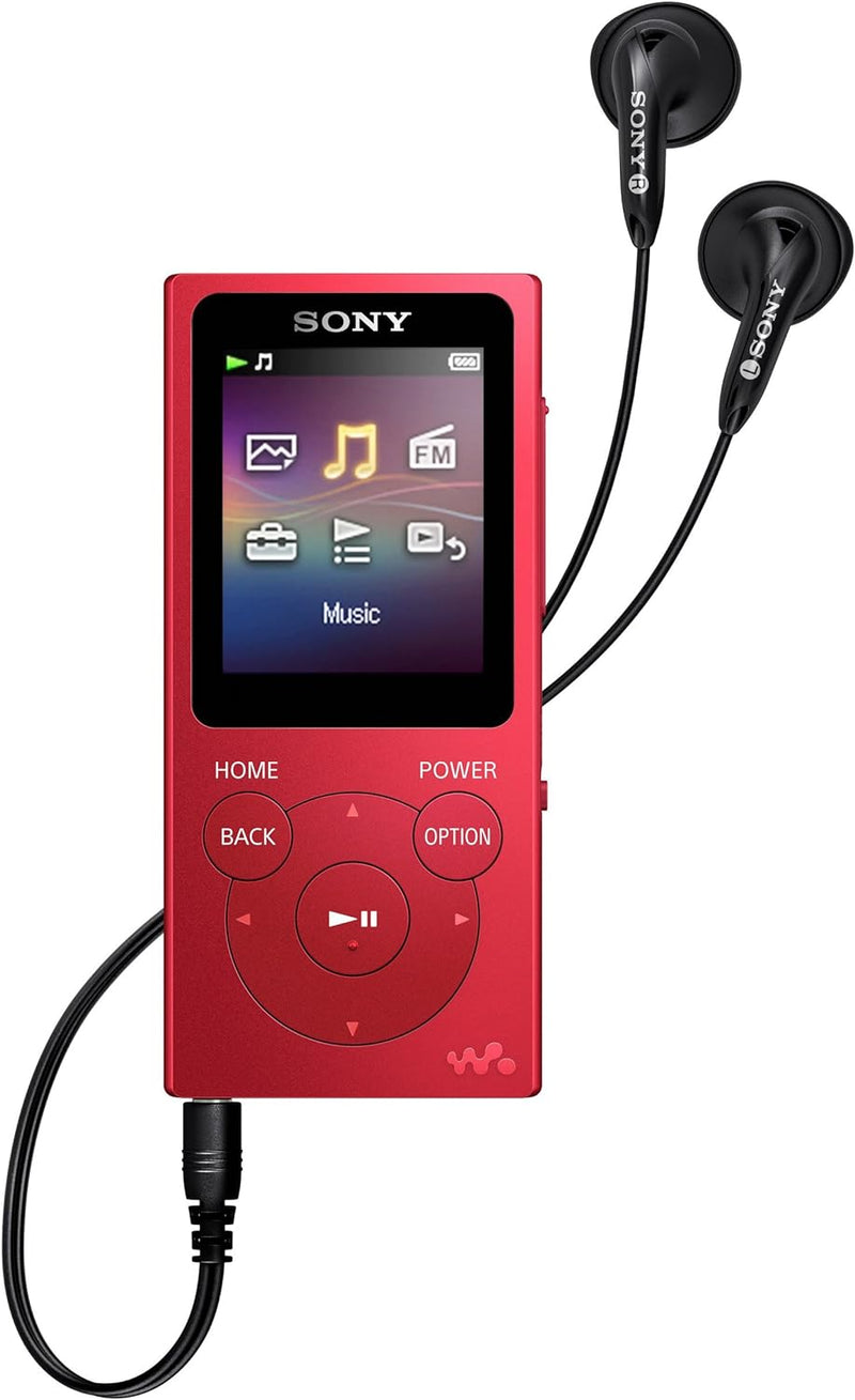 Sony NW-E394 Walkman 8GB (Speicherung von Fotos, UKW-Radio-Funktion) rot & MDR-EX110APR In-Ear-Kopfh