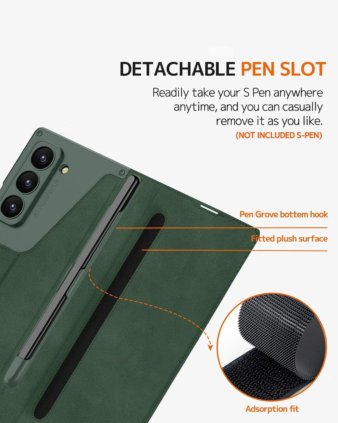 NINKI für Samsung Galaxy Z Fold 7 Case Schutzhülle mit abnehmbarem S Stift Halter, eingebauter Displ