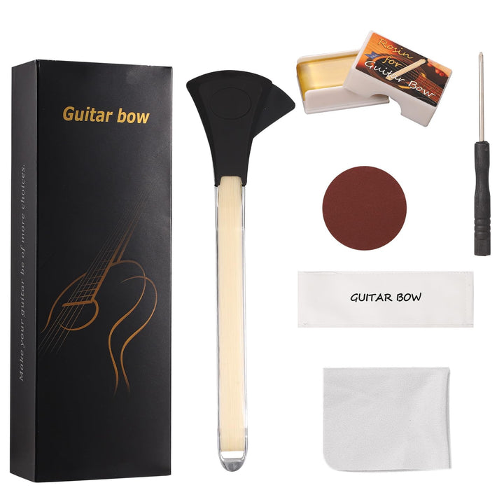 Gitarrenbogen-Set, 2-in-1 Rosshaar-Aluminium-Legierung Gitarrenbogen mit Kolophonium Schleifpapier T