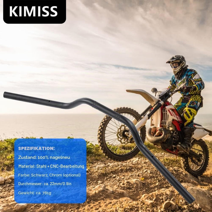 KIMISS Lenker für Motorrad,22 mm Universaler Motorradlenker aus Stahl+ CNC-Behandlung Schwarz, Schwa