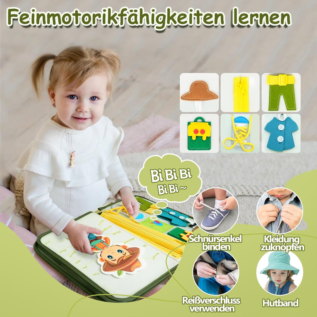 Busy Board Deutsch Montessori ab 1 2 3 Jahre, 10 in 1 Montessori Spielzeug Activity Board Motorikspi