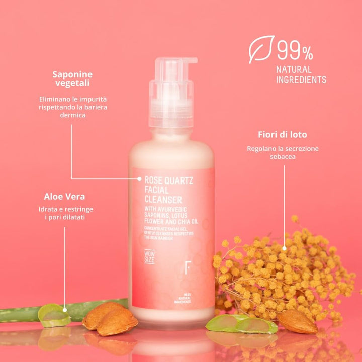 Milde Gesichtsreinigung 99,9% natürlich Rose Quartz Facial Cleanser (200 ml), 200 ml
