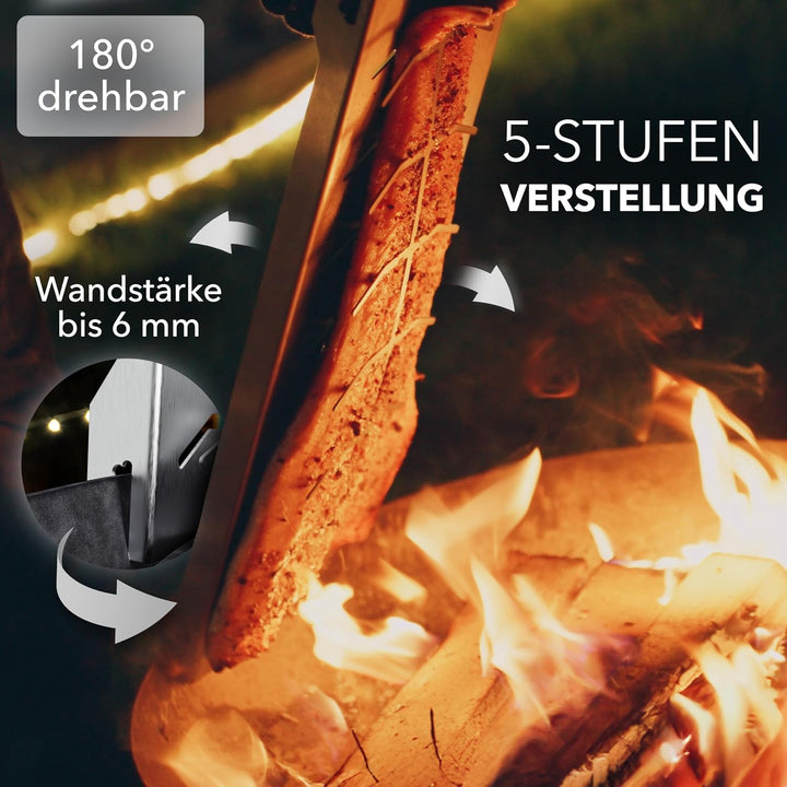 Bärenstahl Flammlachsbrett – Flammlachsbretter mit Halterung – Feuerfest aus Edelstahl geeignet für
