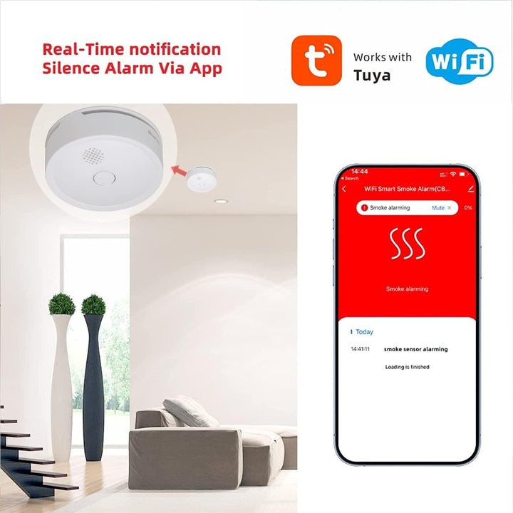 HEIMAN WiFi Smart Rauchmelder, 10 Jahre Fotoelektrischem Sensor，WLAN Feuermelder mit austauschbarer