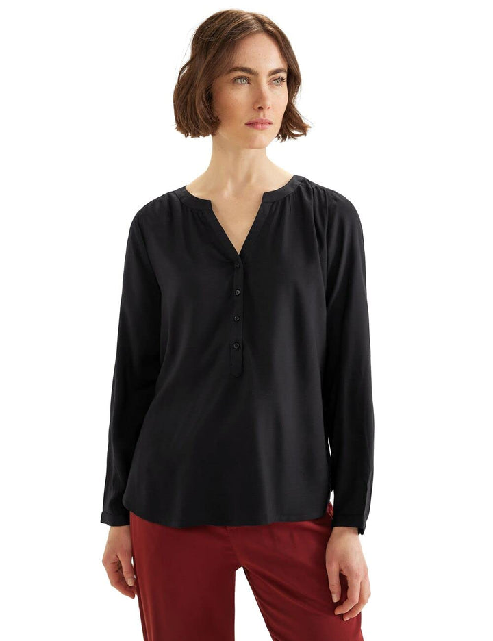 Street One Damen Bluse in Unifarbe 34 Schwarz, 34 Schwarz
