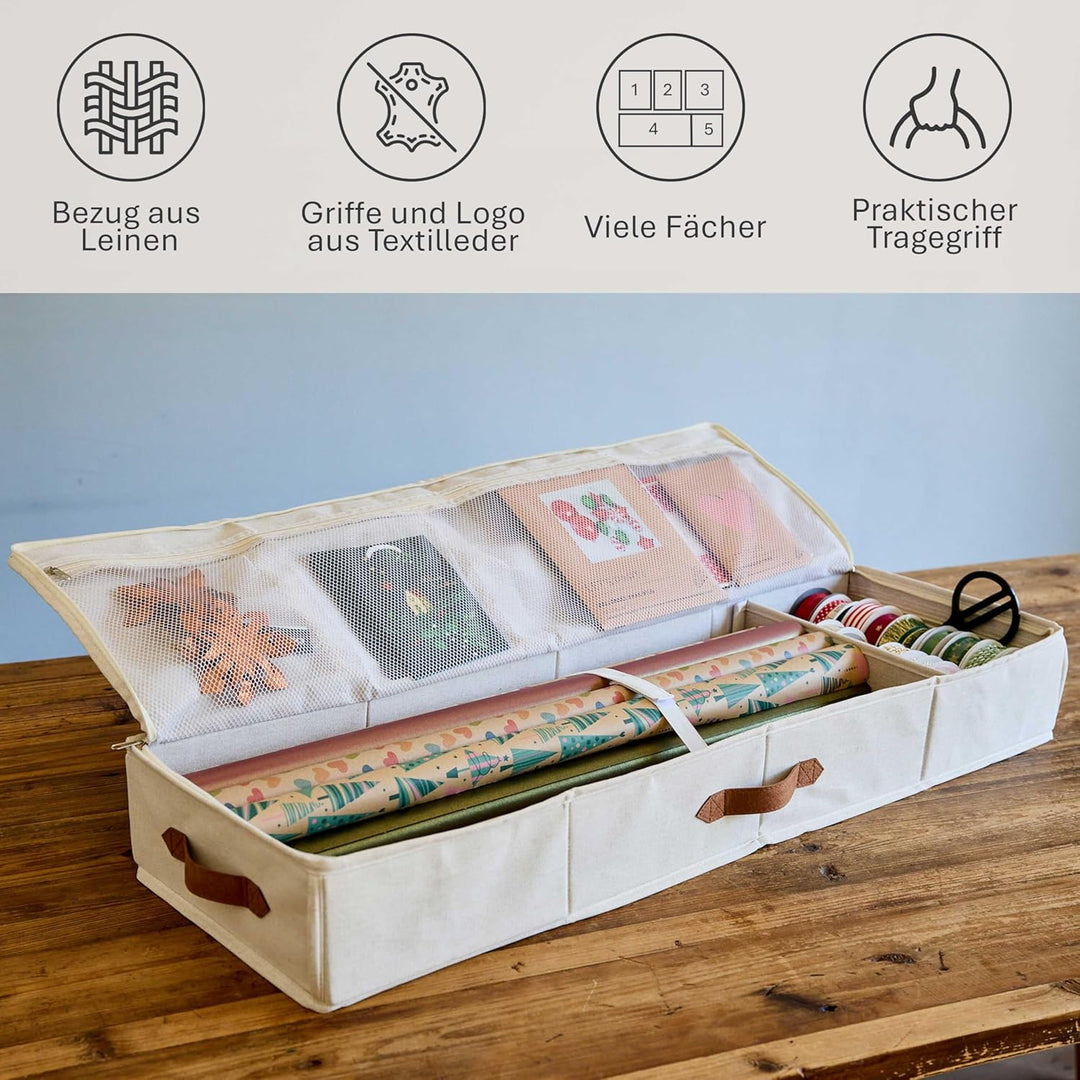 LOVE IT STORE IT Premium Geschenkpapier Organizer - Hochwertige Geschenkpapier Aufbewahrung aus Stof