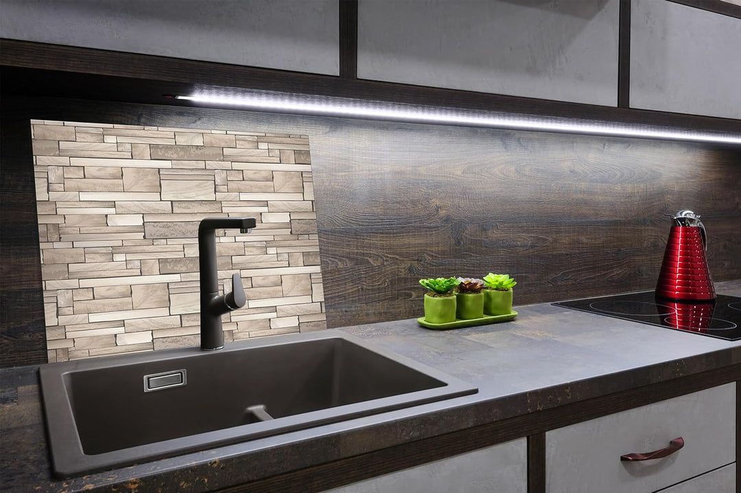 SmartDecoration Herdabdeckplatte Ceranfeldabdeckung aus Glas 60x52 cm Einteilig Motiv "Granitstein"