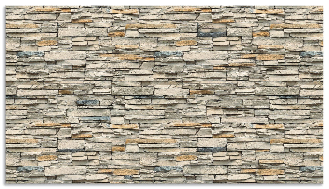 ARTland Spritzschutz Küche aus Alu für Herd Spüle 90x50 cm (BxH) Küchenrückwand mit Motiv Steinwand