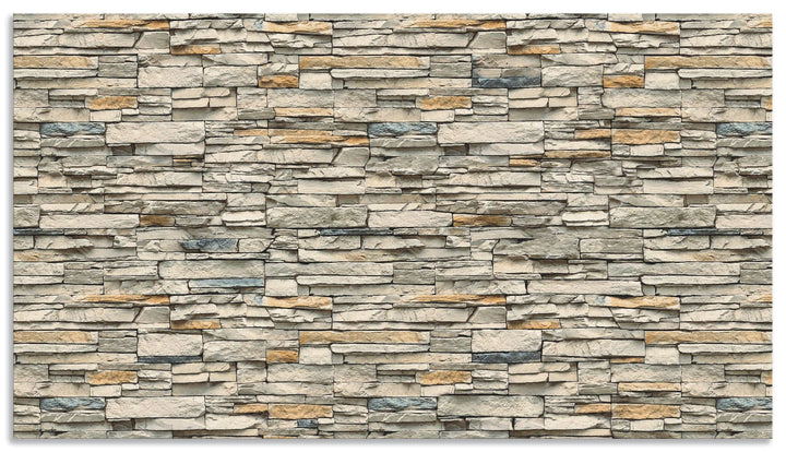 ARTland Spritzschutz Küche aus Alu für Herd Spüle 90x50 cm (BxH) Küchenrückwand mit Motiv Steinwand