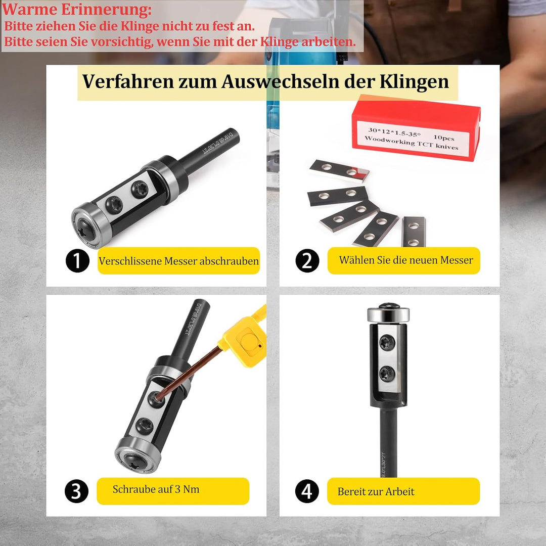 Trvoxviq 2 Schneidkanten Austauschbare Hartmetall-Wendemesser 1.5mm Dicke, 10 Stück Ersatzklingen12
