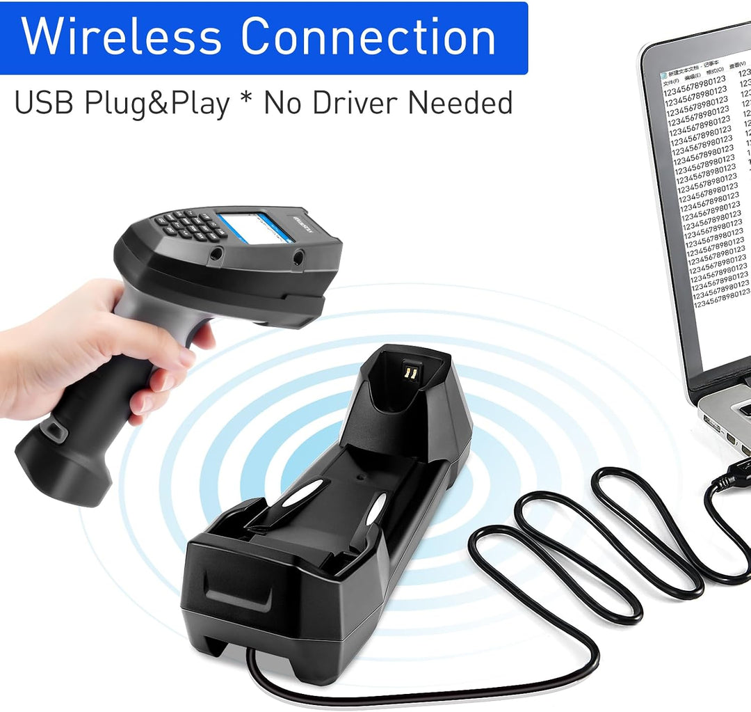 Inventory Scanner Wireless, 1D CCD Barcode Scanner mit Ladeständer Datensammler Barcodeleser Datenkl