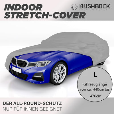 BUSHBOCK® Premium Autoabdeckung Indoor - Satin Schutzhülle Stoff - Abdeckplane Autoplane Autogarage