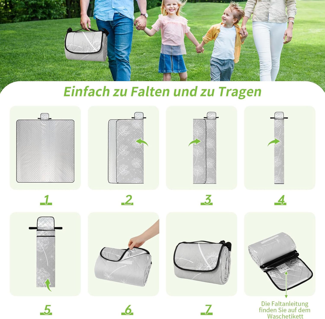 HAUSPROFI Picknickdecke, Wasserdicht Stranddecke Sandfrei 200x300, Outdoor Teppich, Picnic Blanket X