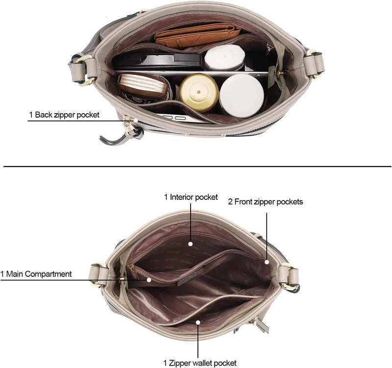 CLUCI Umhängetasche Damen PU Leder Schultertasche Mittelgross Reissverschlusstasche Verstellbarer Ri