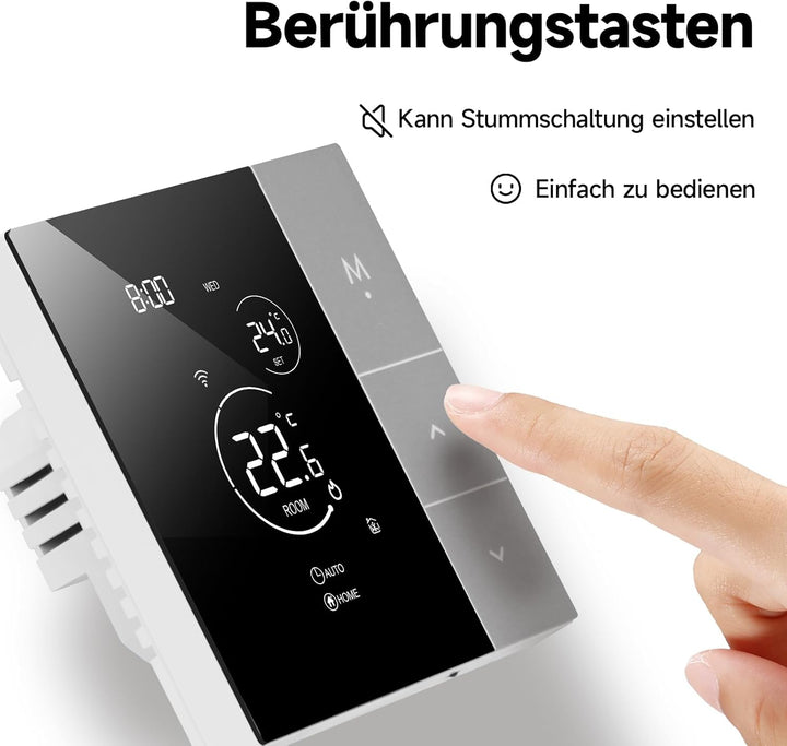 Beok Thermostat Fussbodenheizung Smart, Wifi Raumthermostat Digital für Wasser Fussbodenheizung WLAN