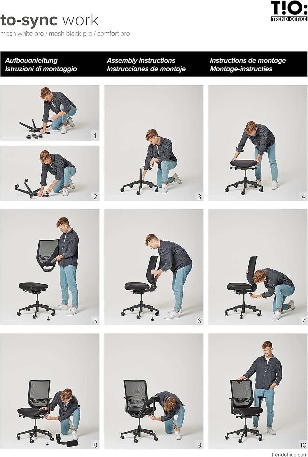 Trendoffice to-sync pro, ergonomischer Bürostuhl, mit Armlehnen, modernes Design, Homeoffice, umwelt