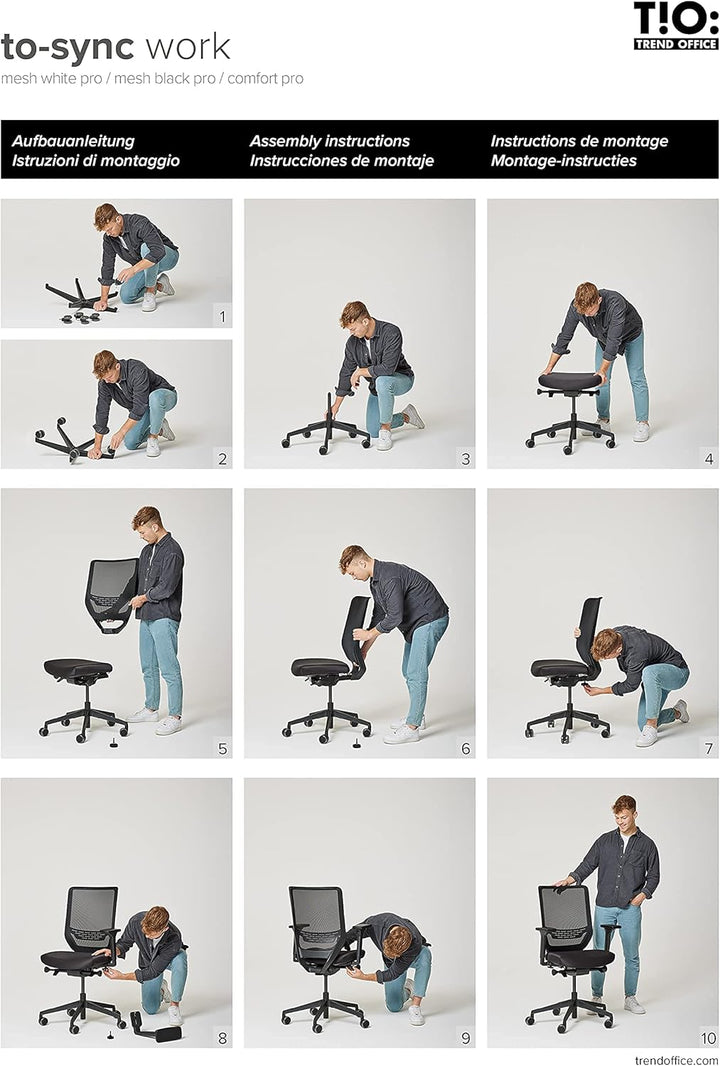 Trendoffice to-sync pro, ergonomischer Bürostuhl, mit Armlehnen, modernes Design, Homeoffice, umwelt