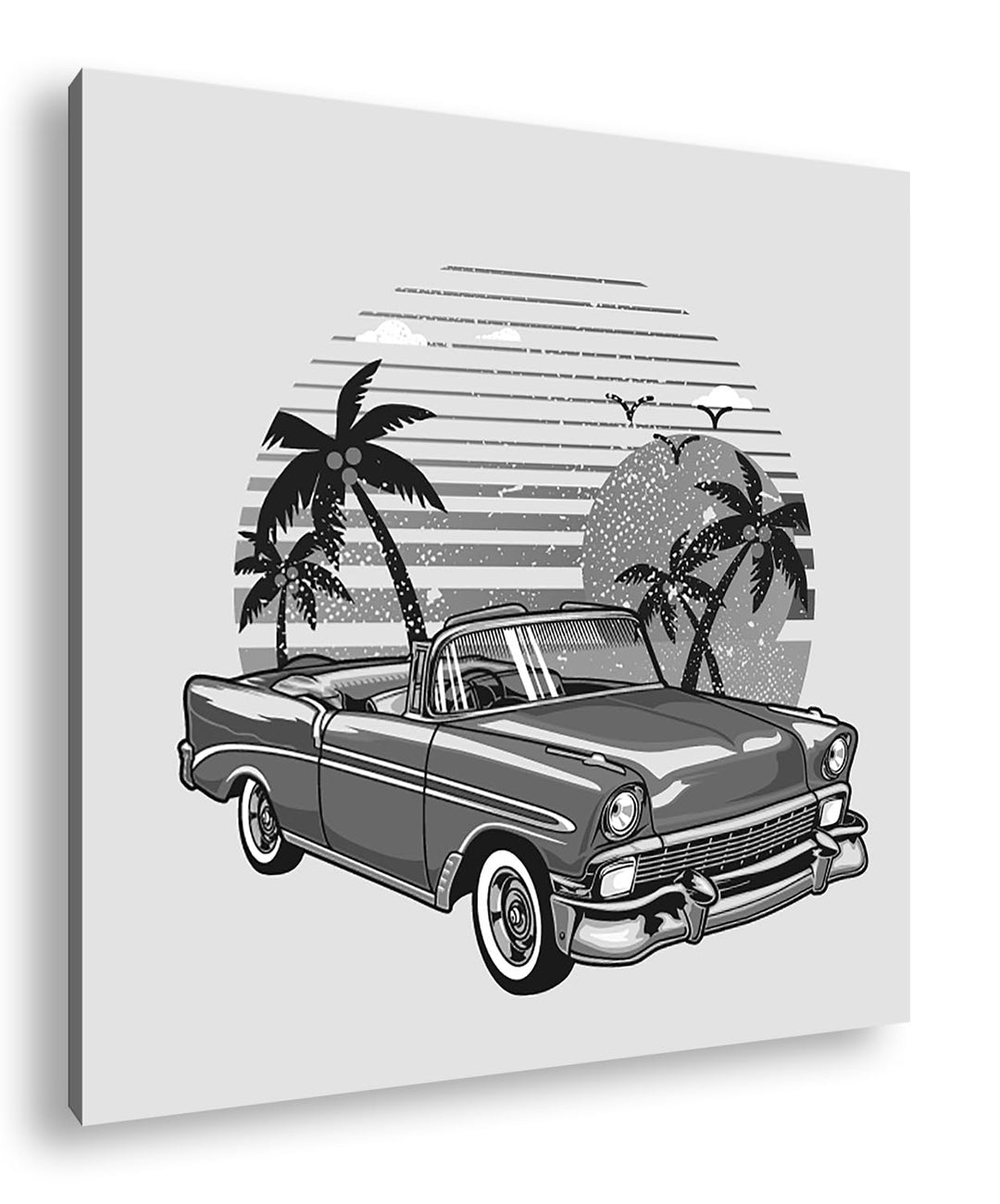 deyoli Antikes Auto im Format: 70x70 Effekt: Schwarz&Weiss als Leinwandbild, Motiv auf Echtholzrahme