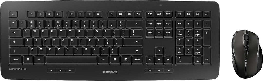 CHERRY DW 5100, Kabelloses Tastatur-Maus-Set, EU-Layout (QWERTY), 2,4 GHz Funk, Plug & Play, Ergonom
