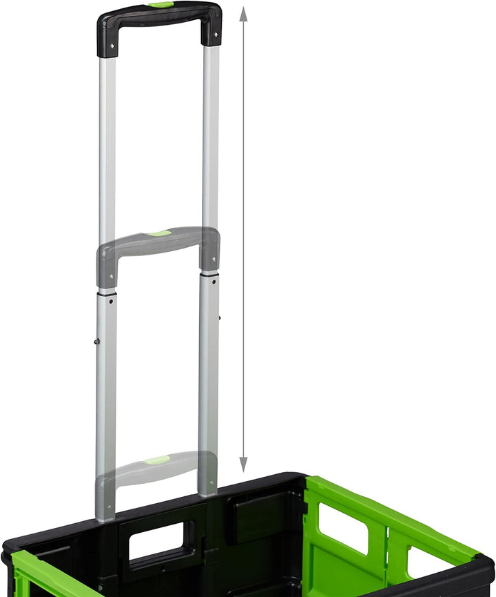 Relaxdays Einkaufstrolley klappbar, Teleskop-Griff, 2 Gummi Rollen, bis 35 kg, Shopping Trolley, Alu