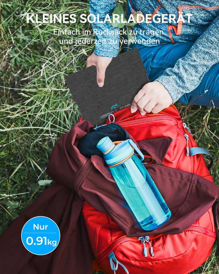 Ecosonique 30W Faltbar Solarpanel,IP67 Wasserdicht Solar Ladegerät USB-A USB-C für Handy Kamera Powe