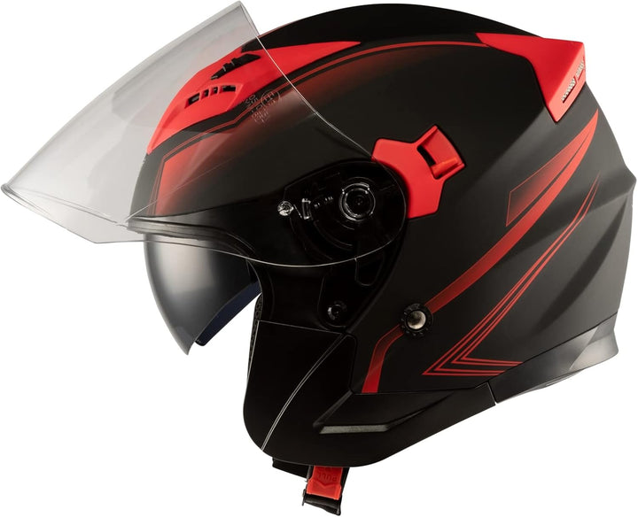 Jet Doppeltvisier Motorradhelm City ECE 22-06 Zertifikat Mattt Schwarz Rot XL 61-62 cm (XL) Matt Rot