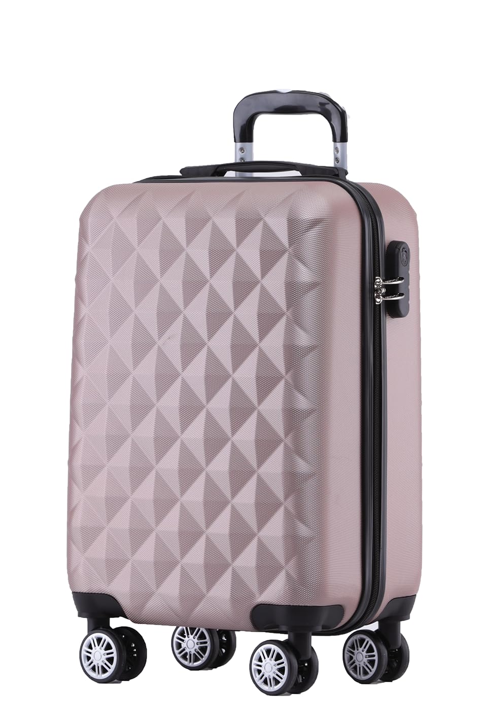 BEIBYE Zwillingsrollen 2066 Hartschale Trolley Koffer Reisekoffer Gepäck M-L-XL-Set (Rosa Gold, M) R