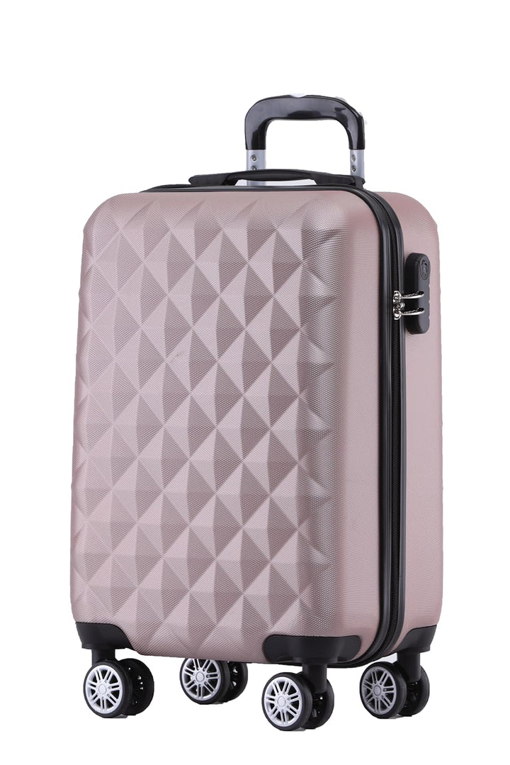 BEIBYE Zwillingsrollen 2066 Hartschale Trolley Koffer Reisekoffer Gepäck M-L-XL-Set (Rosa Gold, M) R