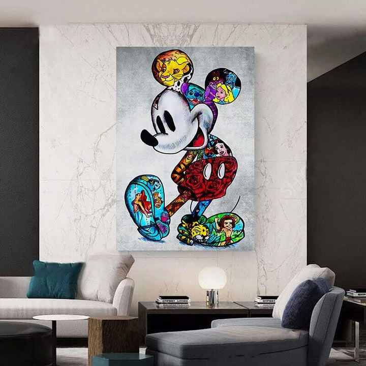 Magic Canvas Art - Bilder Micky Maus Figuren Pop Art Leinwandbild 1- teilig Hochwertiger Kunstdruck