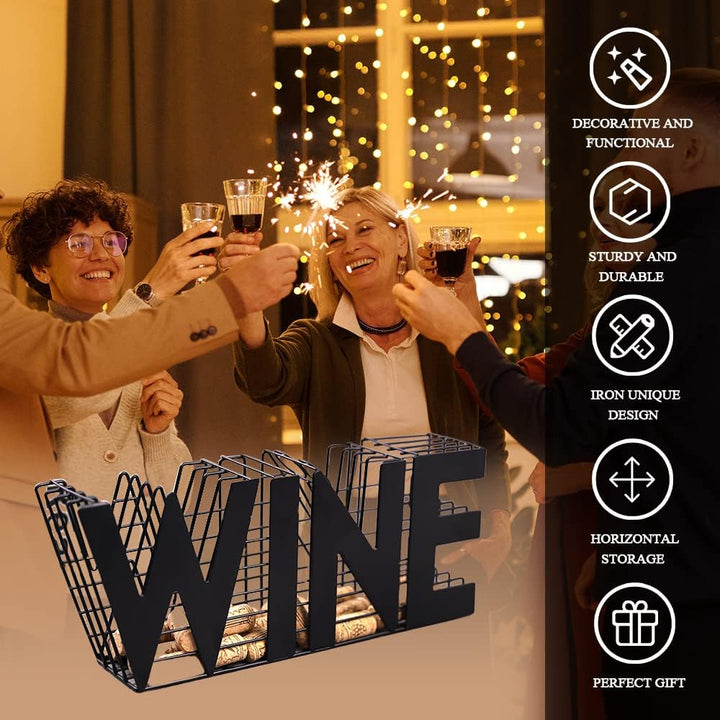 JHY DESIGN Moderner Weinkorkenhalter aus Metall Länge 34 cm Wandmontage Weinkorken Aufbewahrung Kuns