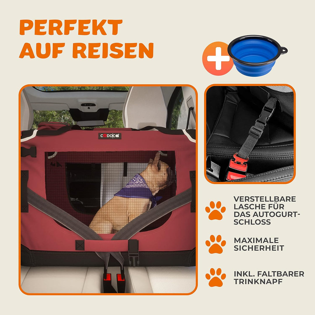 CADOCA® Hundebox Hundetransportbox faltbar robust M 60x42x44cm atmungsaktiv Transporttasche Haustier