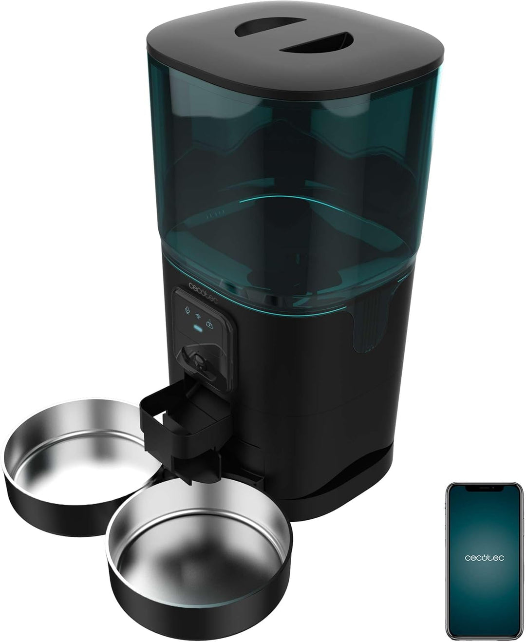 Cecotec Futterautomat Pumba 8600 Double Meal Vision. 7 L Kapazität, App, Kamera und Mikrofon mit Spr