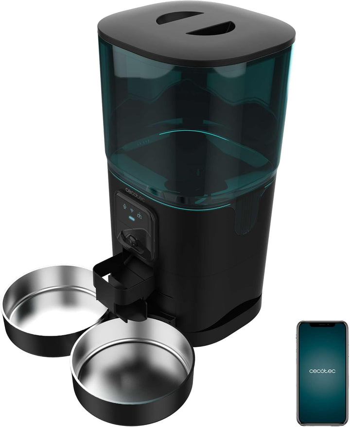 Cecotec Futterautomat Pumba 8600 Double Meal Vision. 7 L Kapazität, App, Kamera und Mikrofon mit Spr