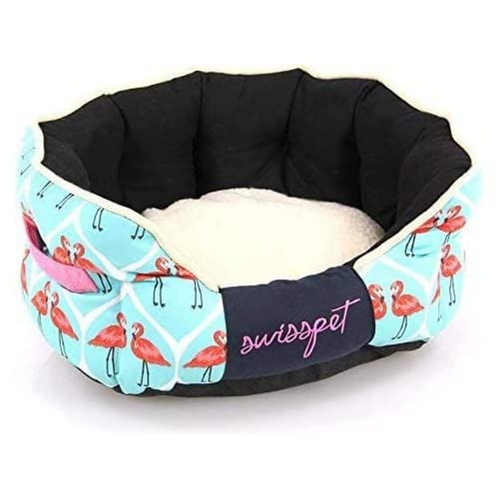 Hundebett/Katzenbett Flamingo Komfortabler Schlafplatz für Hunde & Katzen, mit Flamingo-Muster, Grös