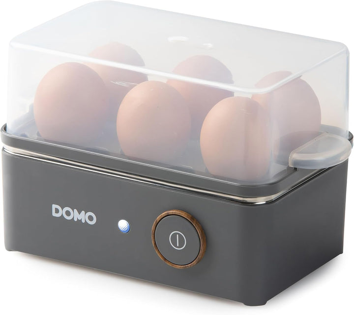 DOMO DO9283EK Eierkocher für zu 6 Eier - 'Wood You' Serie - 400W - Mattgrau Grey, Grey