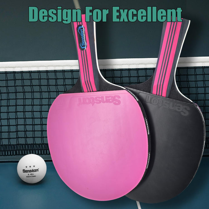 Senston Tischtennisschläger Set, 2 Tischtennisschlager, 3 Tischtennis Bälle und 1 Tasche Ideal für S