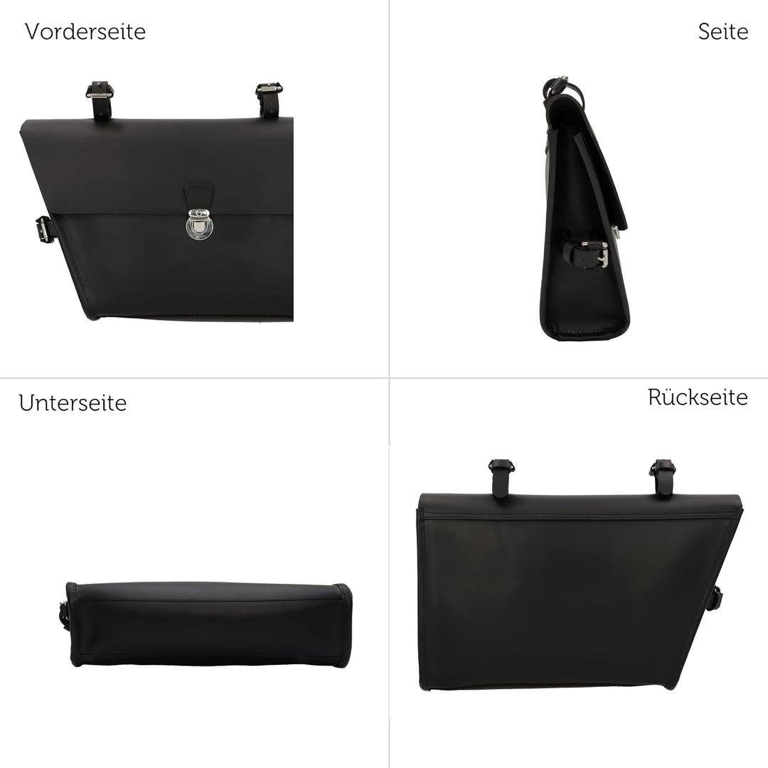 Gusti Rahmentasche Leder - JEF P. Damen und Herren Radtasche Ledertasche Fahrrad Fahrradtasche Schwa