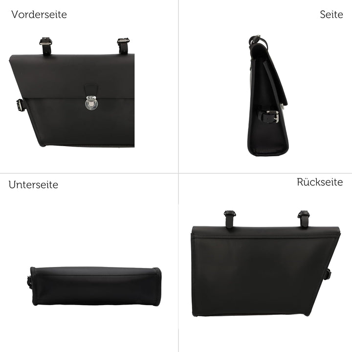 Gusti Rahmentasche Leder - JEF P. Damen und Herren Radtasche Ledertasche Fahrrad Fahrradtasche Schwa