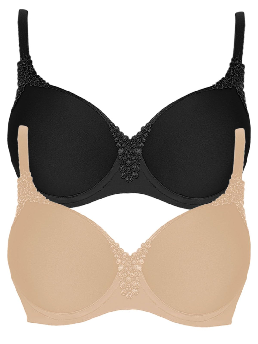 VIANIA! 2er Pack Spacer Bügel BH Carola 151414 70D Nude-schwarz, 70D Nude-schwarz