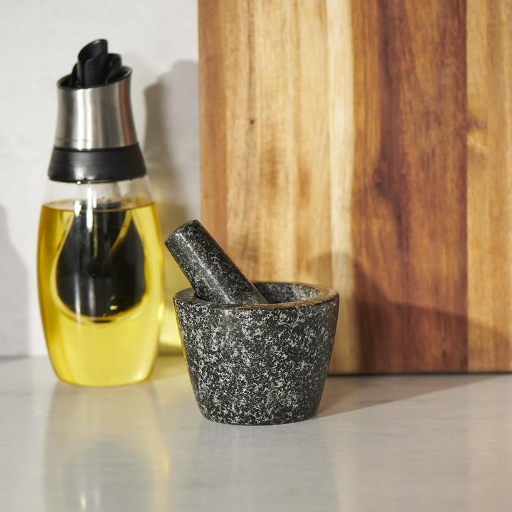 Cole & Mason Dorchester Mörser mit Stössel Klein 10 cm, natürlicher Granit, langlebiger Steinmörser