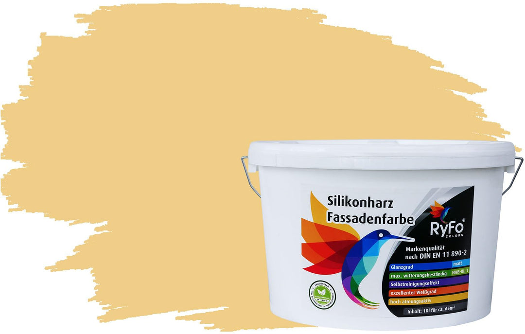 RyFo Colors Silikonharz Fassadenfarbe Lotuseffekt Trend Safrangelb 10l - bunte Fassadenfarbe, weiter
