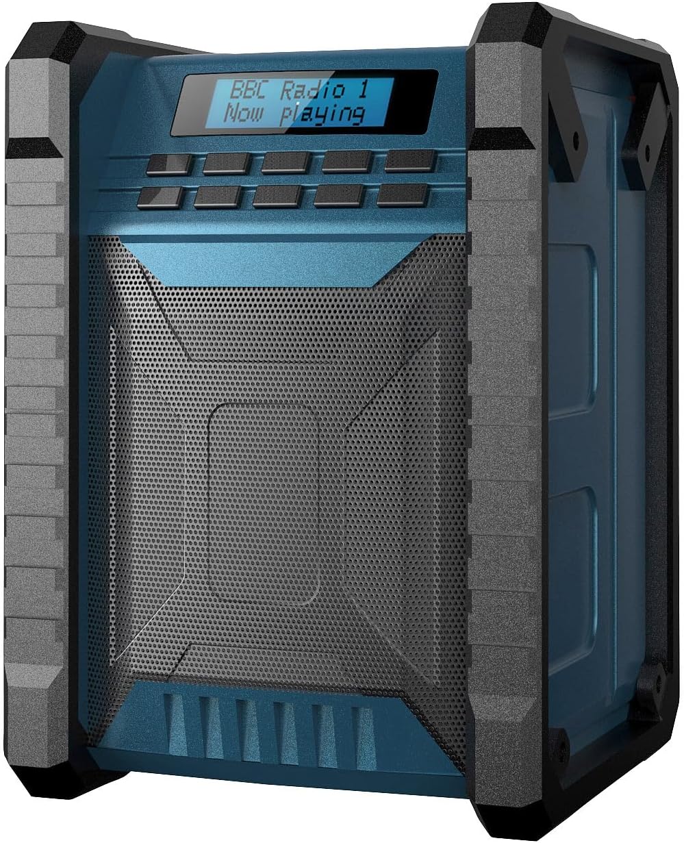 auvisio Lautsprecher, Bluetooth: Digitales DAB+/FM-Baustellenradio, Bluetooth, 80 Watt, IP54, Akku (